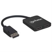 Hub Manhattan MST DisplayPort a 2 Puertos HDMI Color Negro