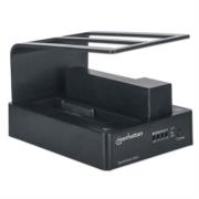 Gabinete QuickDock Manhattan Duo USB Super Velocidad 3.0 a SATA Dual HDD 2.5'/3.5' Color Negro