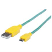 Cable Manhattan Micro-B USB Alta Velocidad 1m Color Turquesa-Amarillo