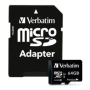 Memoria Verbatim MicroSDHC Premium 64 GB Clase 10 UHS-I V10 U1 con Adaptador Negro