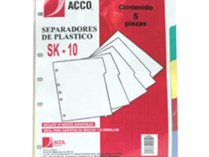 SEPARADOR ACCO SK-10 PLASTICO CARTA SURTIDO 5 DIVISIONES