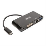 Adaptador Multipuerto Tripp Lite USB-C/Dvi/USB-A/GbE Carga PD Color Negro