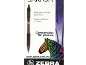 BOLIGRAFO ZEBRA SARASA RETRACTIL P.MED .7M GEL NEGRO C/12