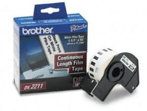 Cinta Brother DK2211 - Texto Negro sobre Fondo Blanco - 29mm x 15mts. BLANCO PLASTICA 29MM X 15.2M