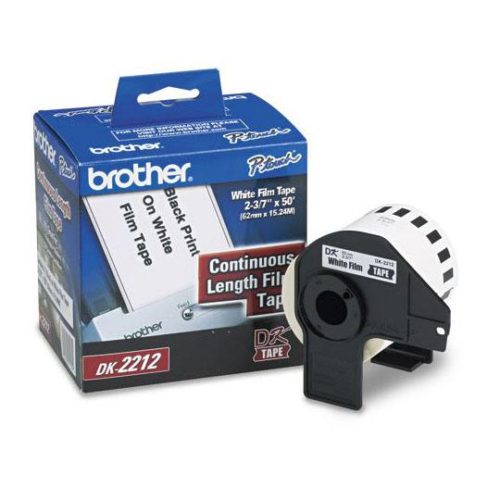 Cinta Brother DK2212 Negro sobre Blanco, 62mm x 15.2m BLANCO PLASTICA 62MM X 15.2M