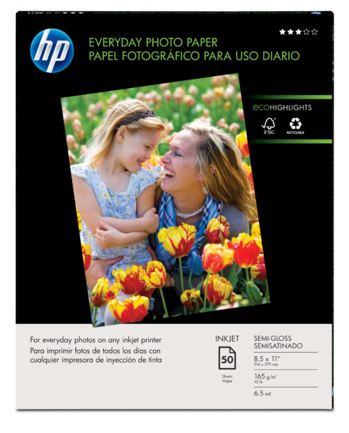 PAPEL HP FOT EVERYDAY SEMI GLOSS (50 HOJAS 8.5 X 11 )