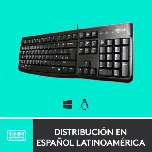 Teclado Logitech K120, USB, Alámbrico, Negro (Español) USB NEGRO