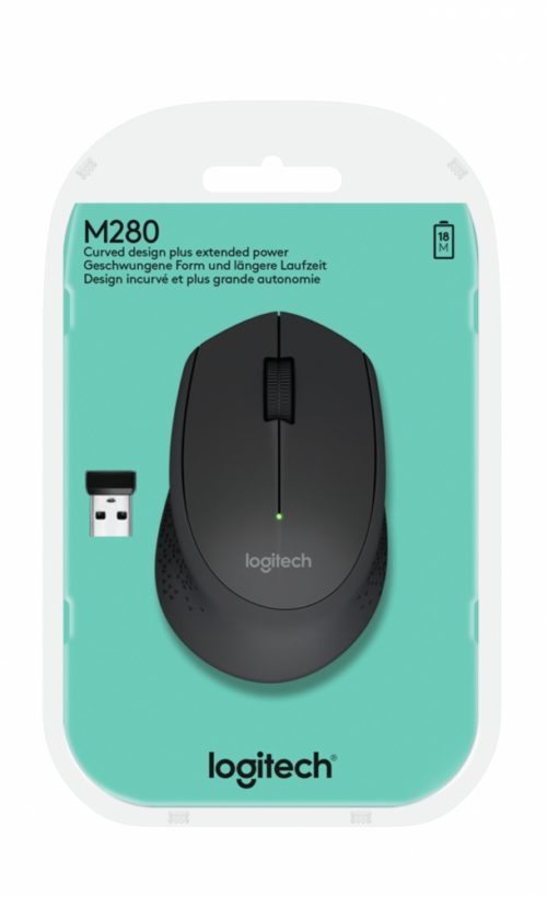 Mouse Logitech Óptico M280, Inalámbrico, 1000DPI, USB, Negro OPTICO INALAMBRICO