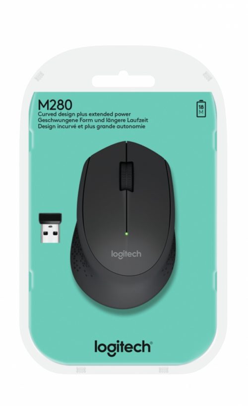 Mouse Logitech Óptico M280, Inalámbrico, 1000DPI, USB, Negro OPTICO INALAMBRICO