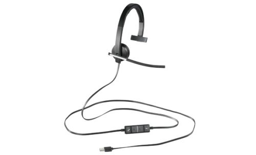 Logitech H650e Mono Audífonos con Micrófono, Alámbrico, USB, Negro ALAMBRICA