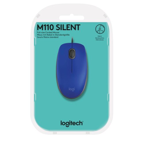 Mouse Logitech Óptico M110 Silent, Alámbrico, USB, 1000DPI, Azul BLUE ALAMBRICO