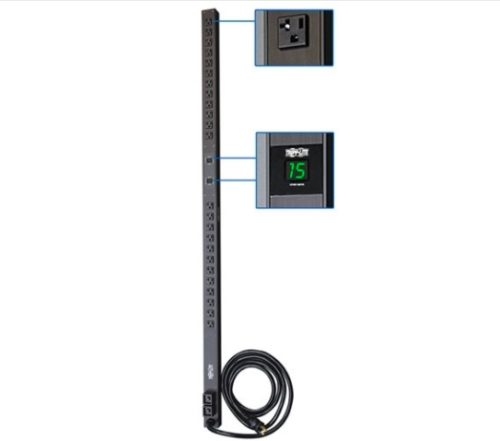 Tripp Lite PDU Monofásico con Medidor Digital de Corriente, 30A 120V, Instalación en Rack Vertical 0U DIGITAL 2.9KW 30A 120V INSTALACIó