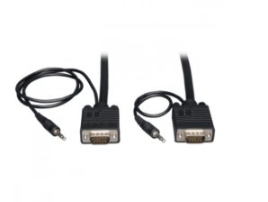 Tripp Lite Cable Coaxial para Monitor, VGA (D-Sub) Macho - VGA (D-Sub) Macho, 7.6 Metros, Negro Y AUDIO MONITOR HD15 3.5MM 7.62M.