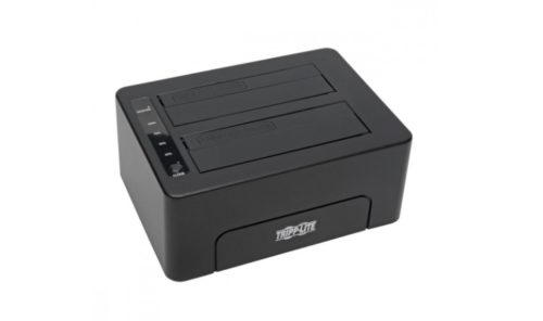 Tripp Lite Estación USB 3.0 SuperSpeed a Disco Duro Externo SATA 2.5" o 3.5", Negro SATA DOBLE CON CLONACION