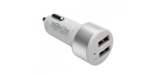 Tripp Lite Cargador para Auto, 2x USB 2.0, 5V, Blanco TABLETAS TELEFONOS CELULARES