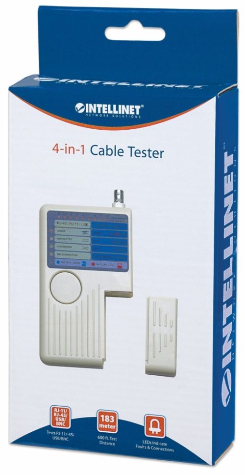 PROBADOR DE CABLE DE RED 4-EN-1 RJ11 / RJ45 / USB / BNC 4-EN-1 RJ11 / RJ45 / USB / BNC