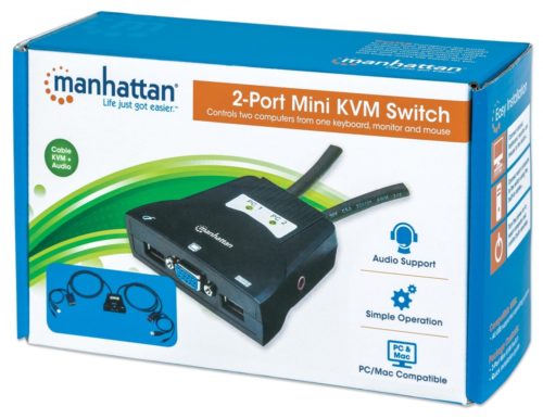 Switch Manhattan KVM 151245, 2x USB, 2x VGA VGA 3.5MM 1920X1440 CON CABLES