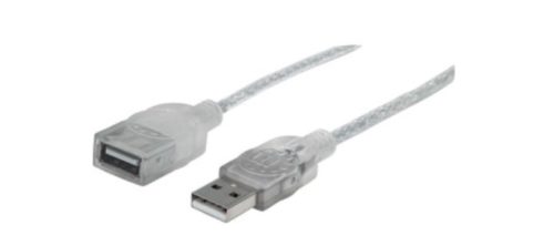 Cable de transferencia de datos Manhattan - 1.80m USB - para Computador, Impresora, Teclado - Extremo prinicpal: 1 x Tipo A Macho USB - Extremo Secundario: 1 x Tipo A Hembra USB - 480Mbit/s - Cable de extensión - Apantallado - Oro Contacto chapado -