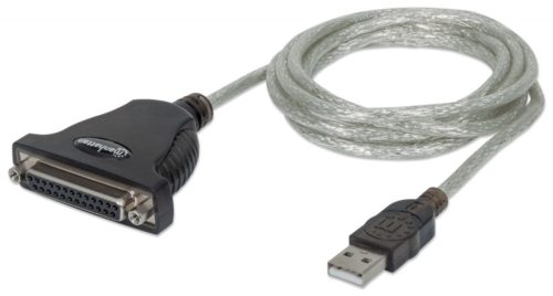Convertidor de USB Manhattan a Paralelo para Impresora, USB A a DB25, 1.8 Metros USB A PARALELO DB25 1.8M IMPRESORA