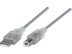 Manhattan Cable de Alta Velocidad USB 2.0, USB A Macho - USB B Macho, 1.8 Metros, Plata PLATA .