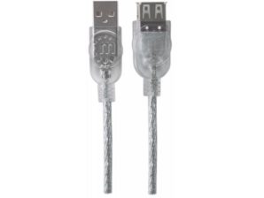 Cable de transferencia de datos IC INTRACOM - 3.05m USB - Extremo prinicpal: 1 x Tipo A Macho USB - Extremo Secundario: 1 x Tipo A Hembra USB - 480Mbit/s - Cable de extensión - Apantallado - 28 AWG - Plata translúcida .