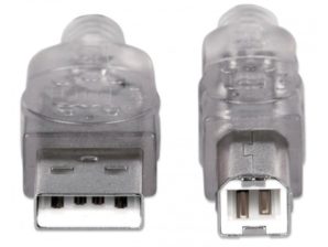 Cable de transferencia de datos IC INTRACOM - 3.05m USB - para Hub, Computador - Extremo prinicpal: 1 x Tipo A Macho USB - Extremo Secundario: 1 x Tipo B Macho USB - 480Mbit/s - Apantallado - 28 AWG - Plata translúcida PLATA