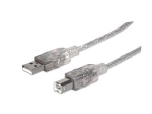 Cable de transferencia de datos IC INTRACOM - 4.88m USB - para Hub, Computador - Extremo prinicpal: 1 x Tipo A Macho USB - Extremo Secundario: 1 x Tipo B Macho USB - 480Mbit/s - Apantallado - 28 AWG - Plata translúcida PLATA