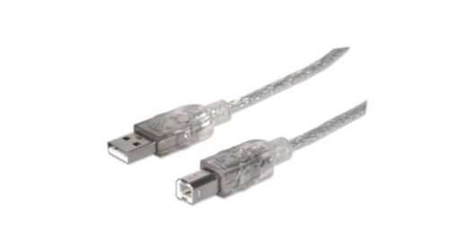 Cable de transferencia de datos IC INTRACOM - 4.88m USB - para Hub, Computador - Extremo prinicpal: 1 x Tipo A Macho USB - Extremo Secundario: 1 x Tipo B Macho USB - 480Mbit/s - Apantallado - 28 AWG - Plata translúcida PLATA