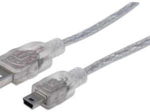 CABLE USB V2.0 A-MINI B 1.8M PLATA PLATA .