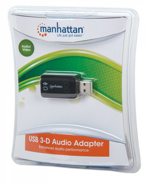 Adaptador de Audio Manhattan 3-D USB de Alta Velocidad, 5.1 SONIDO 5.1 USB A 3.5MM