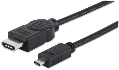 Cable HDMI Manhattan de Alta Velocidad con Canal Ethernet, HDMI Macho - micro HMDI, 2 Metros, Negro 2M+ETHERNET