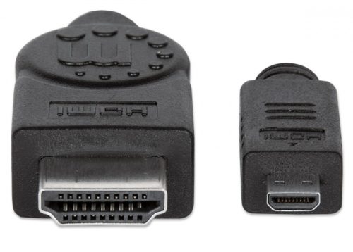 Cable HDMI Manhattan de Alta Velocidad con Canal Ethernet, HDMI Macho - micro HMDI, 2 Metros, Negro 2M+ETHERNET