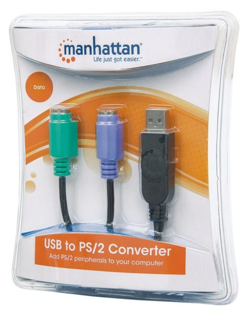 Adaptador Manhattan USB A - PS/2, .19 Metros, Negro PS2 PS/2 2 PUERTOS TECLADO Y MOUSE
