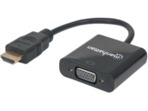 Manhattan Convertidor HDMI Macho - VGA Hembra, Negro HDMI A VGA HD15 1080P MACHO-HEMBRA