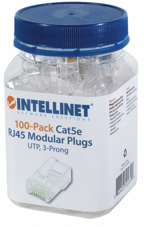 Intellinet Bote para Plug RJ-45 Cat5e UTP Sólido, Transparente, 100 Piezas SOLIDO BOTE CON 100 PIEZAS