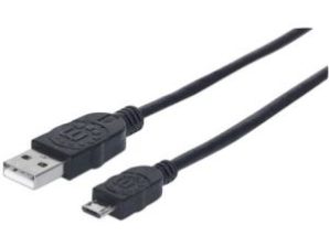 Manhattan Cable USB de Alta Velocidad, USB 2.0 A Macho - Micro USB 2.0 B Macho, 3 Metros, Negro NEGRO .