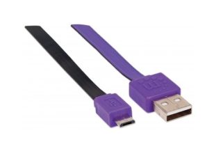 CABLE USB V2 A-MICRO B, BLISTER PLANO 1.0M MORADO/NEGRO. PLANO 1.0M MORADO/NEGRO.