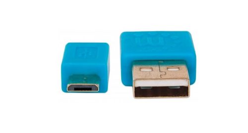 CABLE USB V2 A-MICRO B, BLISTER PLANO 1.8M AZUL/AMARILLO. PLANO 1.8M AZUL/AMARILLO.