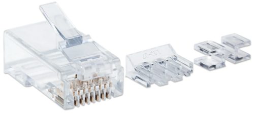 Intellinet Plug RJ-45 Cat6a UTP Sólido, Bote con 80 Piezas Transparentes SOLIDO 80PZS CONTACTO CHAPA ORO