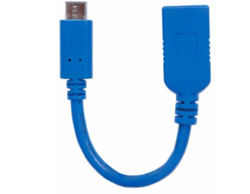 Manhattan Cable USB 3.1 C Macho - USB 3.0 A Hembra, 15cm, 3A, Azul USB-C 3.1 A USB-A 3.0 MACHO-HEMBRA