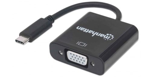 Manhattan Adaptador USB-C 3.1 Macho - VGA Hembra, Negro USB-C 3.1 A VGA HD15 MACHO-HEMBRA