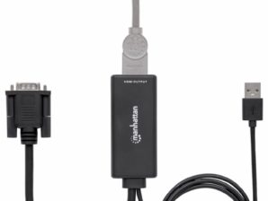 Adaptador Manhattan VGA (D-Sub)/USB - HDMI, 1920 x 1200 Pixeles, Negro VGA A HDMI + AUDIO Y AC VIA USB