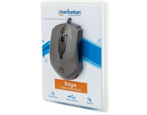 Mouse Manhattan Óptico Edge Alámbrico, USB, 1000DPI, Negro/Plata ALAMBRICO GRIS