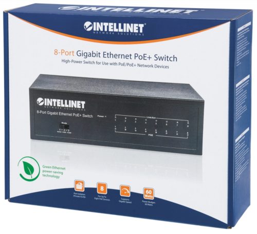 Switch Intellinet Gigabit Ethernet 561204, 8 Puertos 10/100/1000Mbps, 16 Gbit/s, 4096 Entradas GIGABIT RJ45 60W 30W/PUERTO