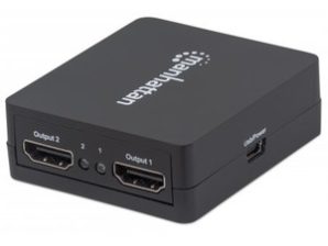 Manhattan Video Splitter HDMI, 2 Puertos de Video 1 IN : 2 OUT ALIMENTADO POR USB.