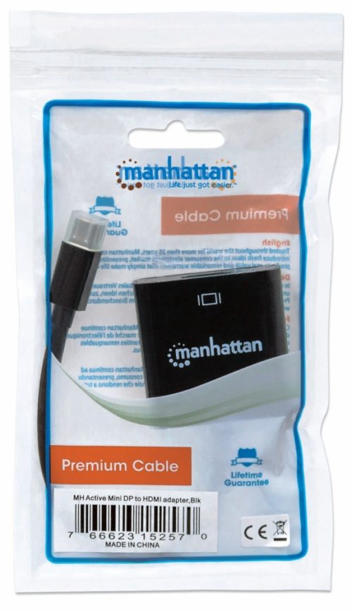 Manhattan Adaptador Mini DisplayPort Macho - HDMI Hembra, Negro MINI DISPLAYPORT A HDMI 4K M-H