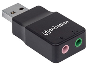 Manhattan Convertidor USB a Audio, Negro SONIDO 2.1 USB A 3.5MM