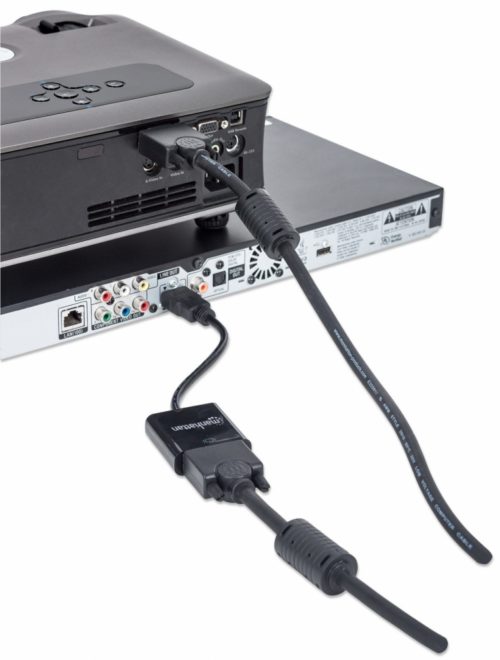 Manhattan Adaptador HDMI Macho - VGA Hembra, 22cm, Negro MANHATTAN