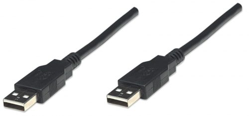 Cable Manhattan USB A Macho - USB A Macho, 1.8 Metros, Negro .