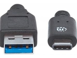 Manhattan Cable USB 3.0 C Macho - USB 3.0 A Macho, 1 Metro, Negro NEGRO